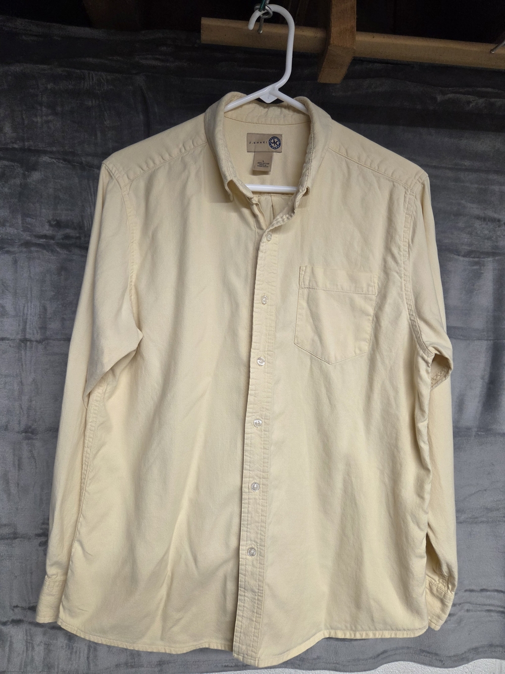 J. Khaki Pale Yellow Long-Sleeve Button-Down Shirt
